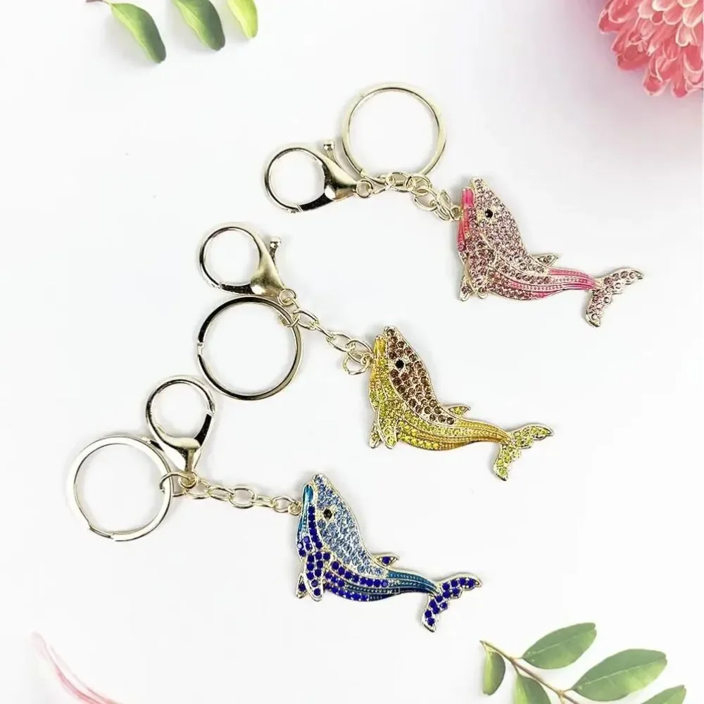 Sparkling Rhinestone Dolphin Keychain / Key Chain Purse / Backpack Charm